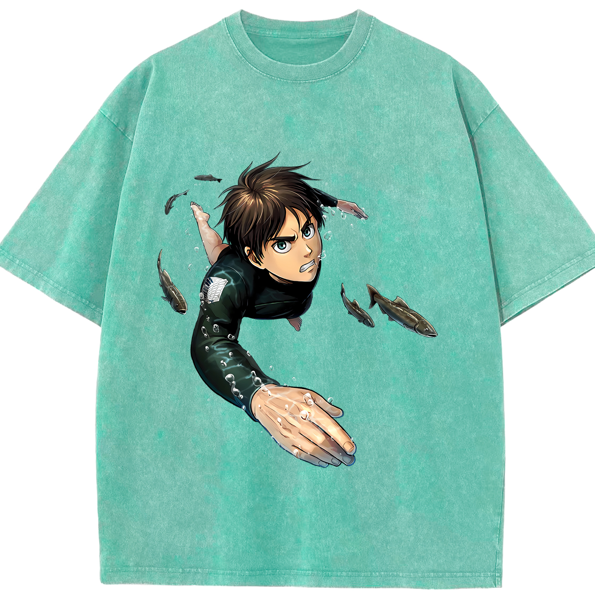 （画像用） 進撃の巨人 エレン･イェーガー Attack on Titan Eren Jäger 綿100% ヴィンテージ風 半袖Tシャツ（フロントプリント）